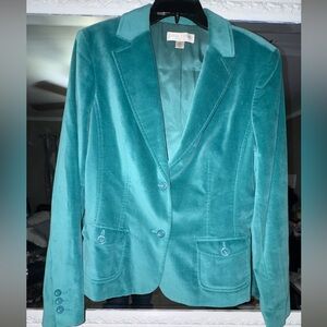 Casual Corner vintage Teal Velvet Blazer Jacket size 12